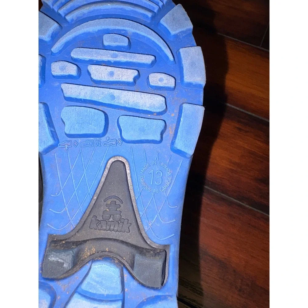Kamik Kids Black Blue Waterproof Winter Snow Boots Size 13 Made in Canada